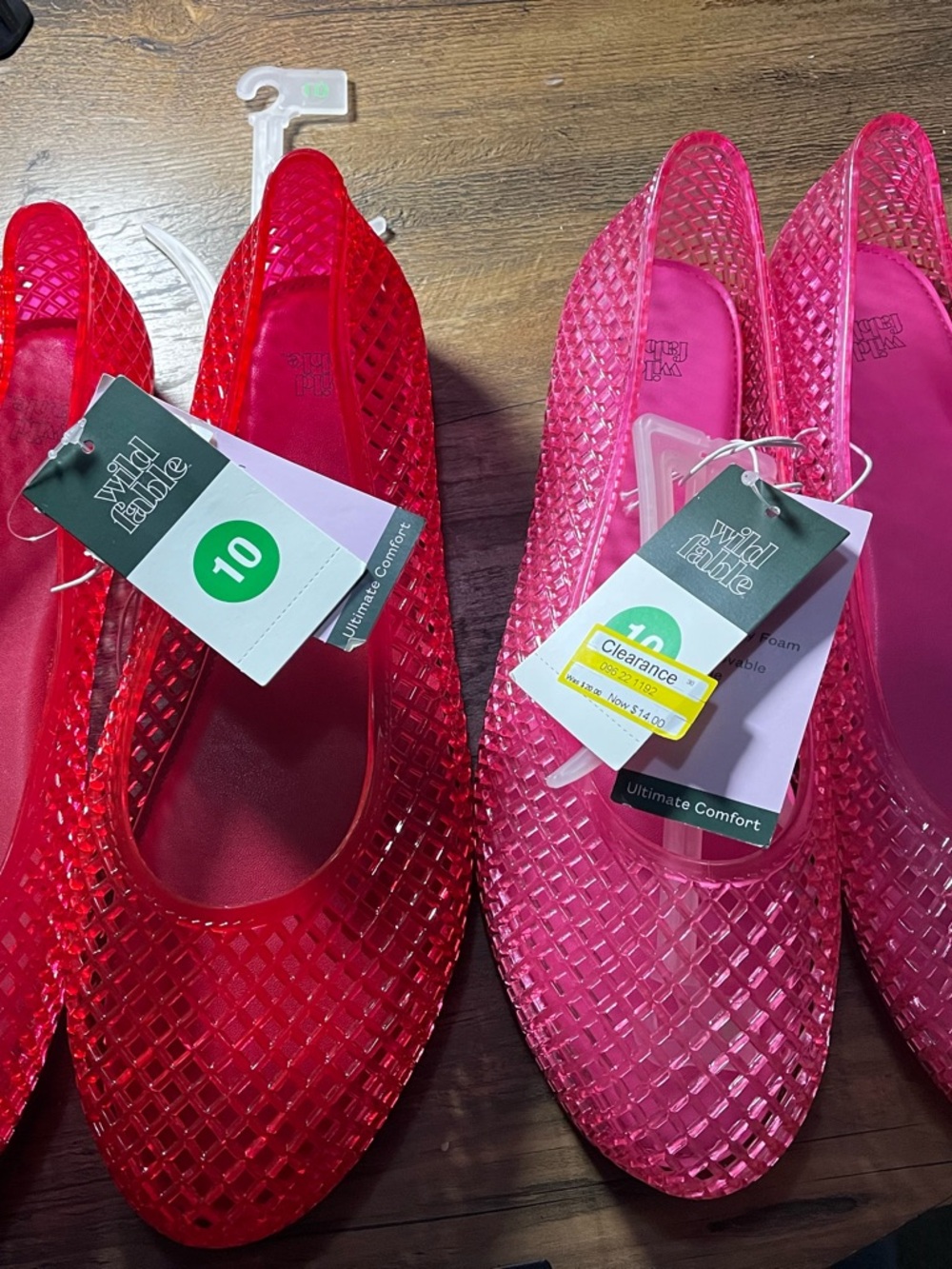 Wild Fable Women's Jelly Flats in Red  and Pink Size 10. Both Pair